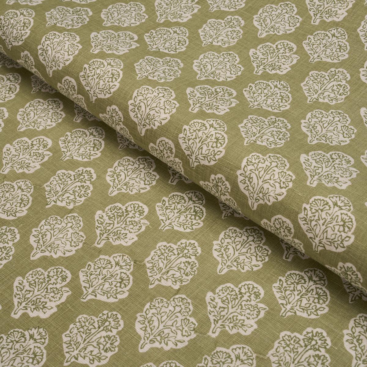 Schumacher Manali Hand-Print Green Fabric
