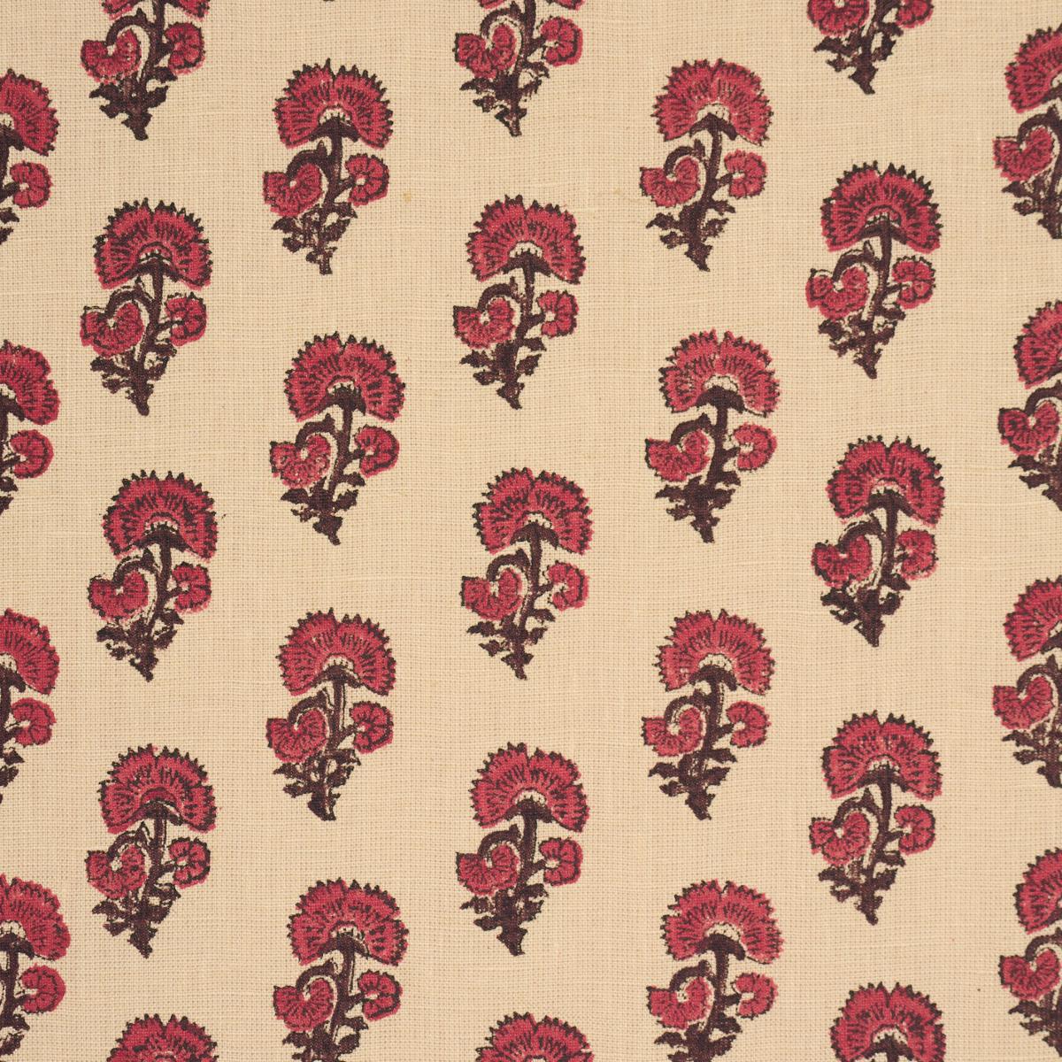 Schumacher Kaasni Hand-Block Print Red Fabric