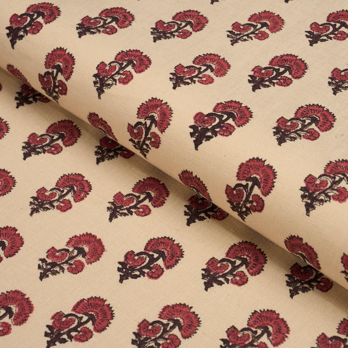 Schumacher Kaasni Hand-Block Print Red Fabric