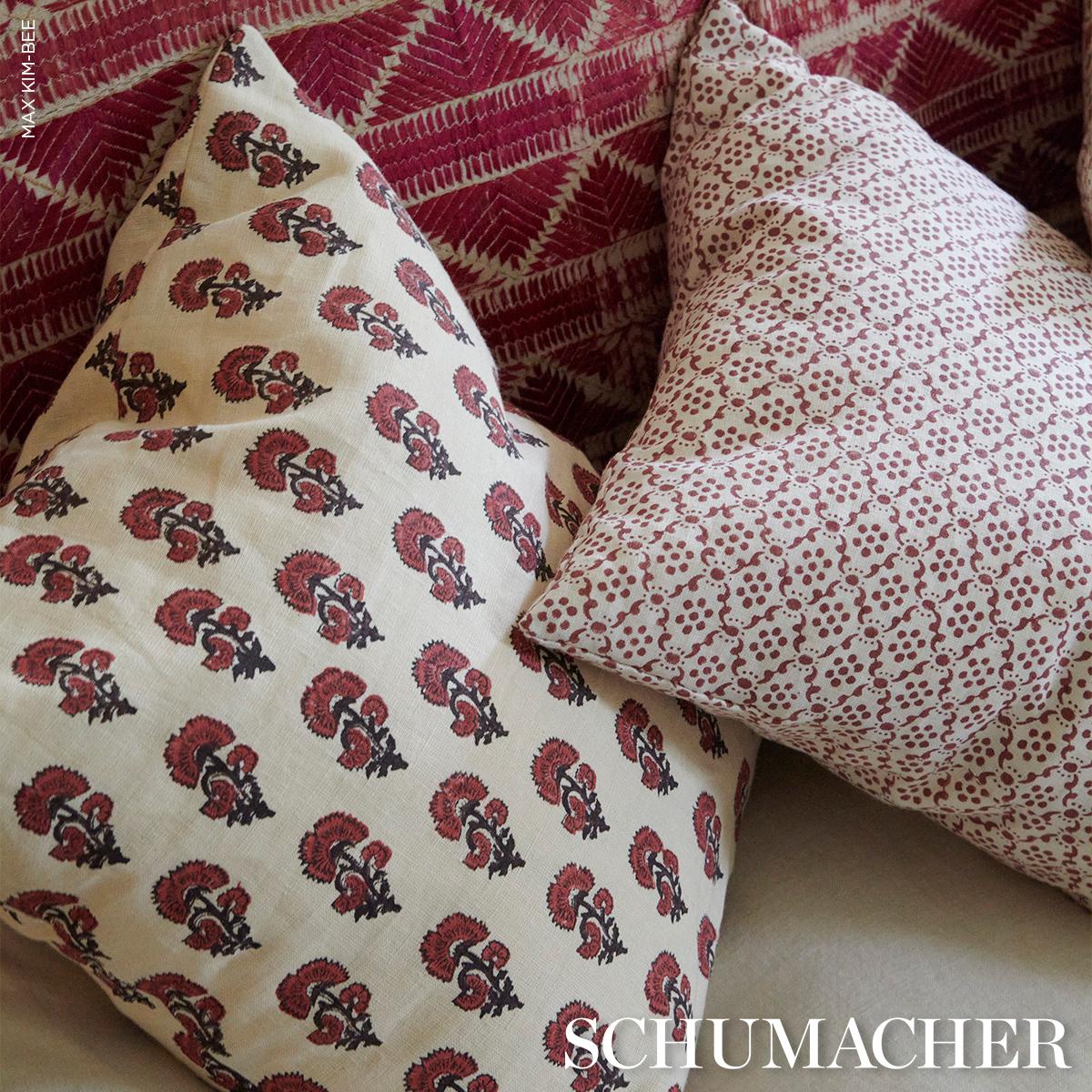 Schumacher Kaasni Hand-Block Print Red Fabric