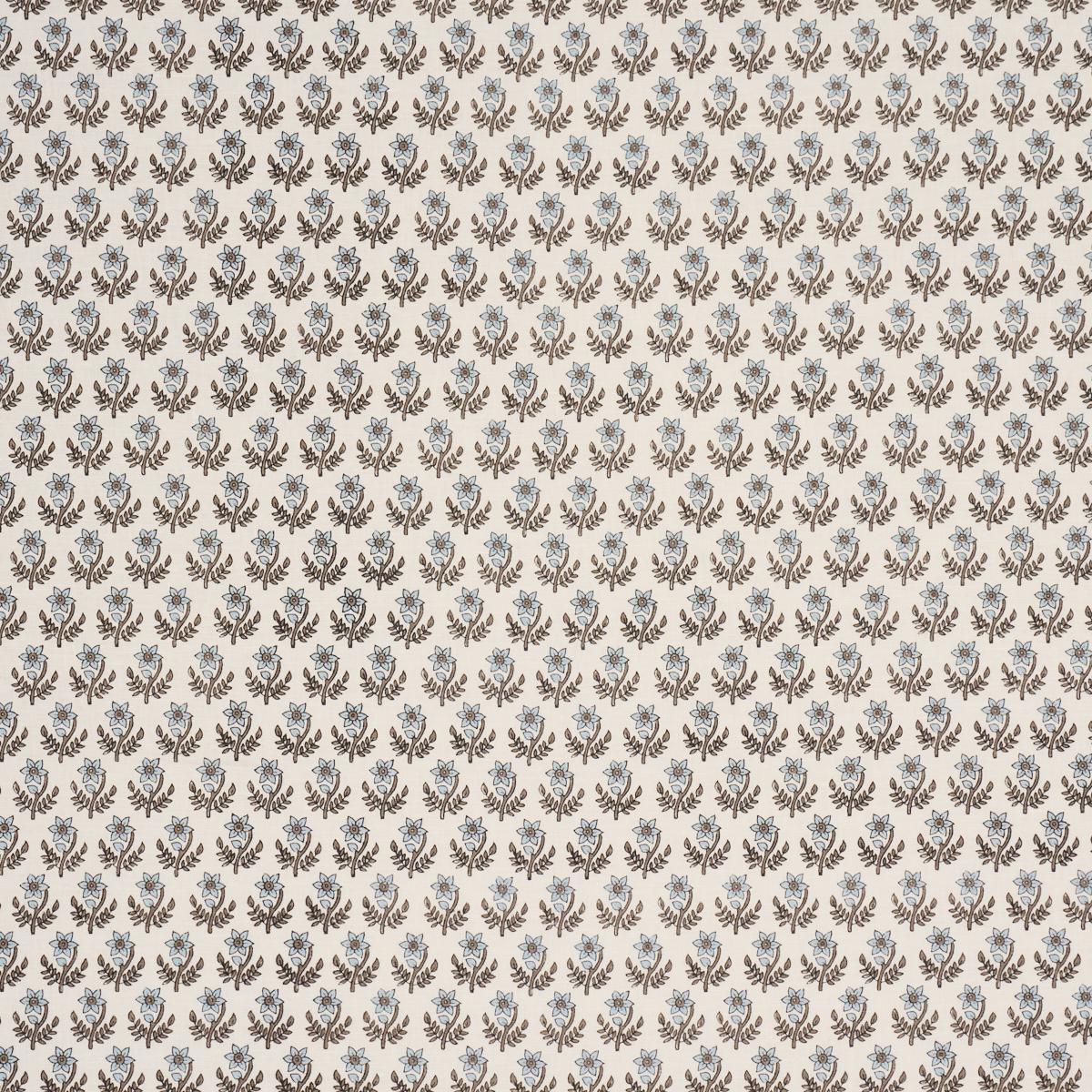 Schumacher Amisha Hand-Print Blue & Brown Fabric
