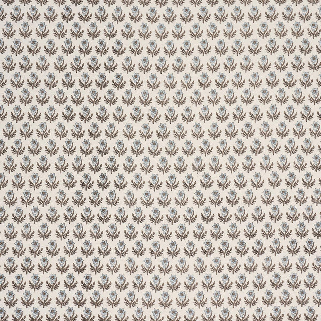 Schumacher Amisha Hand-Print Blue & Brown Fabric