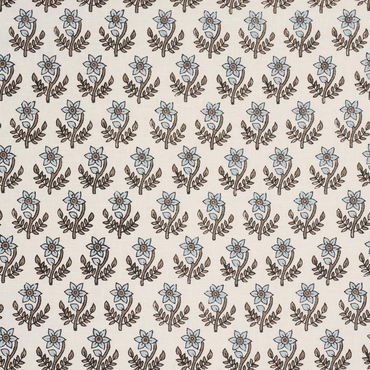 Schumacher Amisha Hand-Print Blue & Brown Fabric