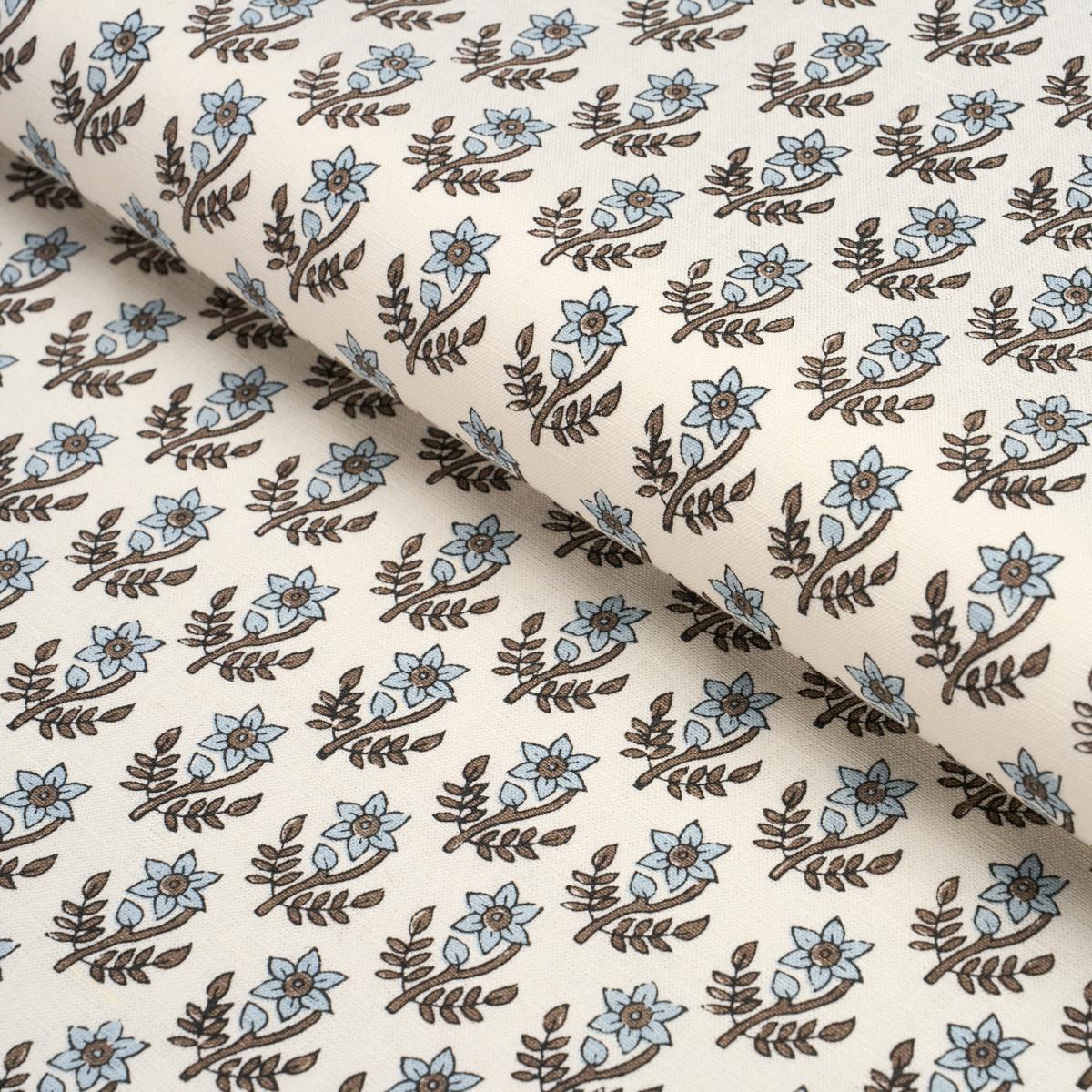 Schumacher Amisha Hand-Print Blue & Brown Fabric