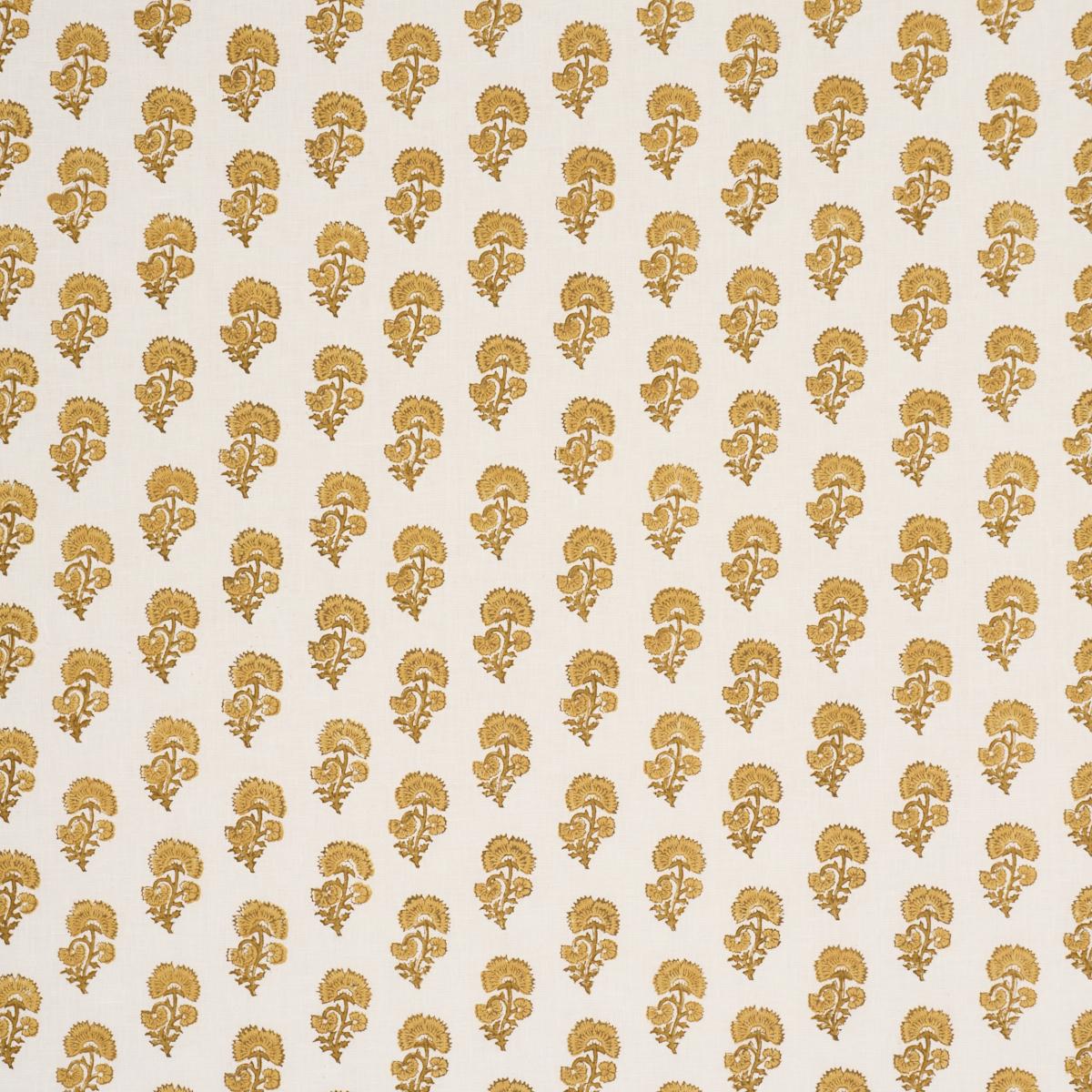 Schumacher Kaasni Hand-Block Print Yellow Fabric