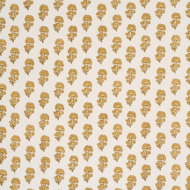 Schumacher Kaasni Hand-Block Print Yellow Fabric