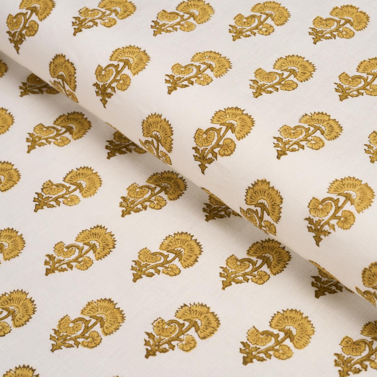 Schumacher Kaasni Hand-Block Print Yellow Fabric