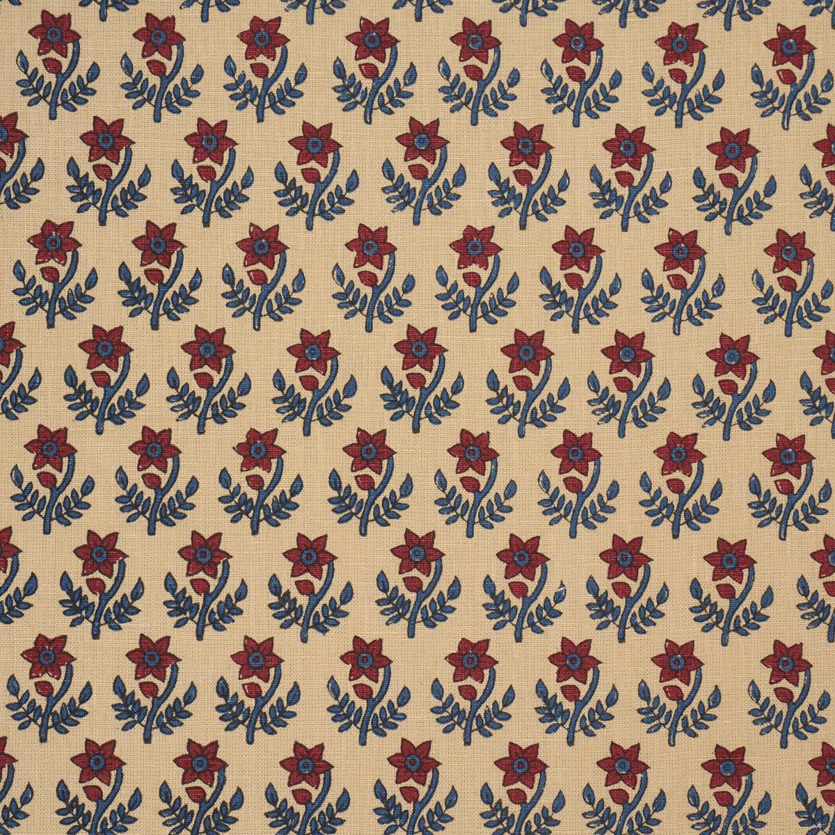 Schumacher Amisha Hand-Print Red & Indigo Fabric