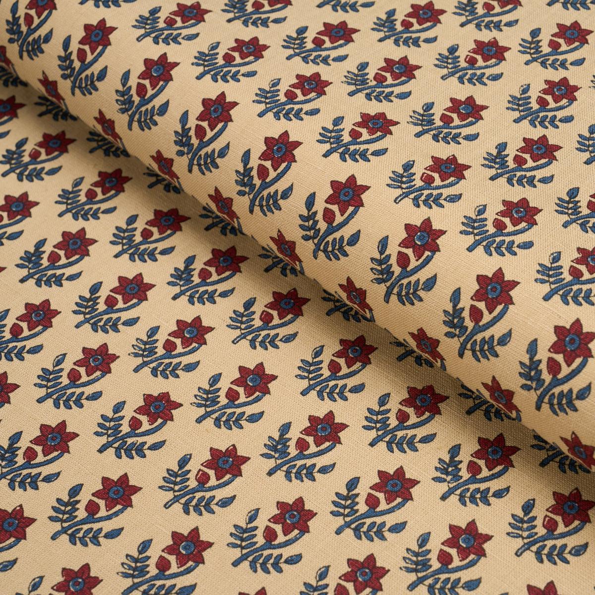 Schumacher Amisha Hand-Print Red & Indigo Fabric