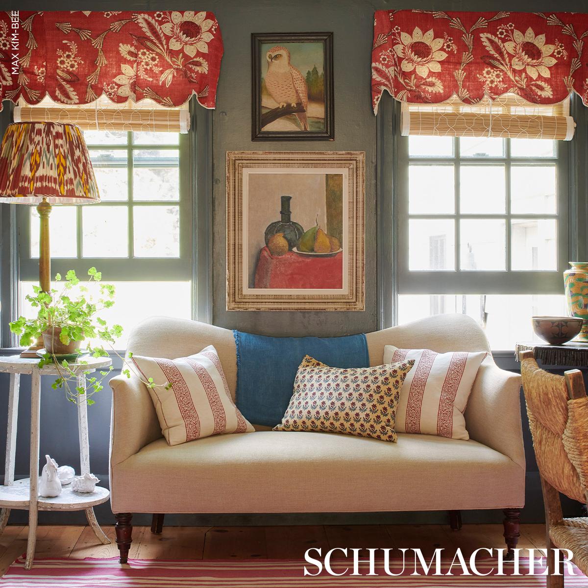 Schumacher Amisha Hand-Print Red & Indigo Fabric