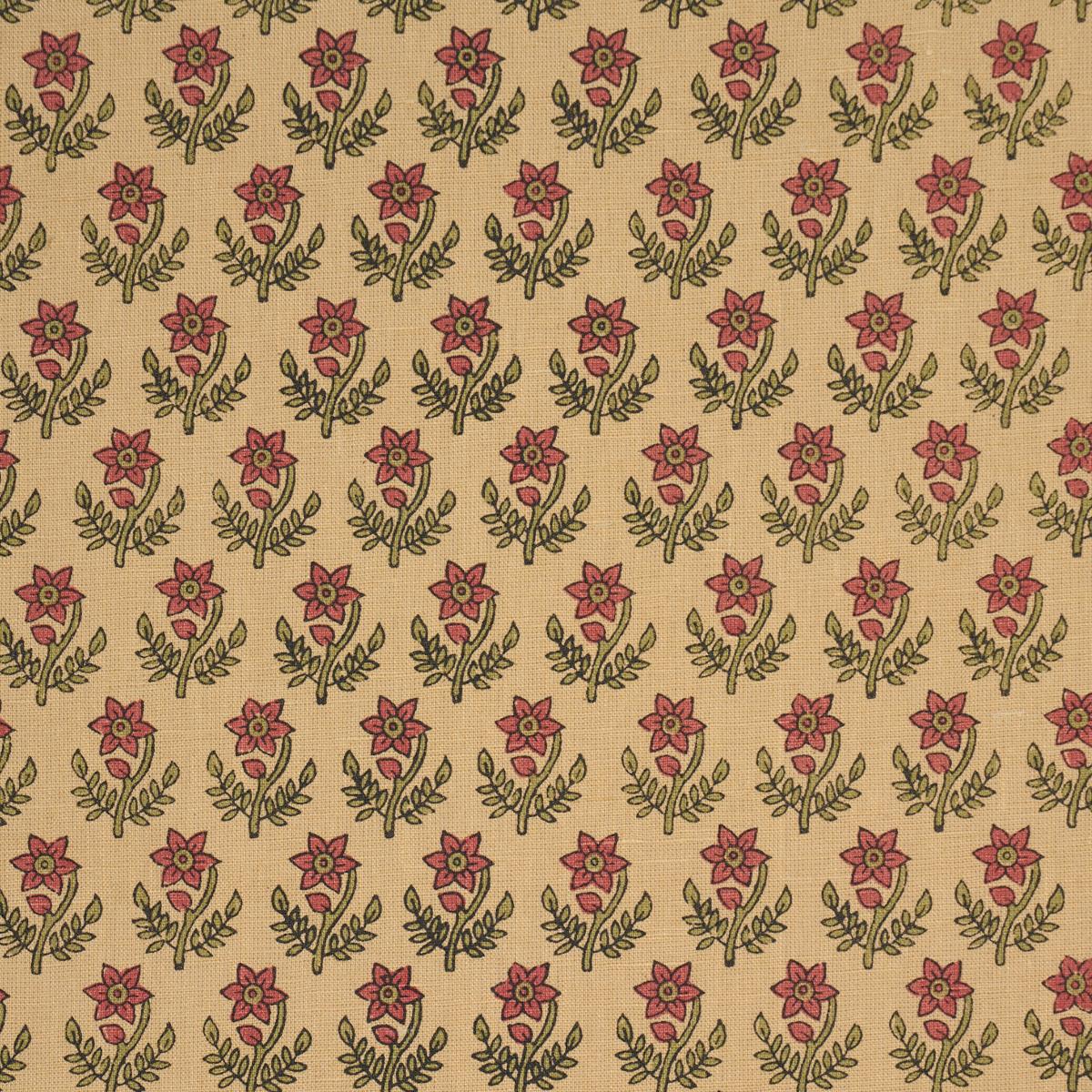 Schumacher Amisha Hand-Print Red & Mustard Fabric