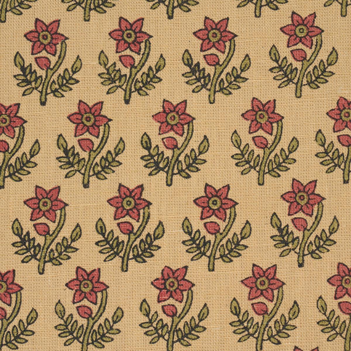 Schumacher Amisha Hand-Print Red & Mustard Fabric