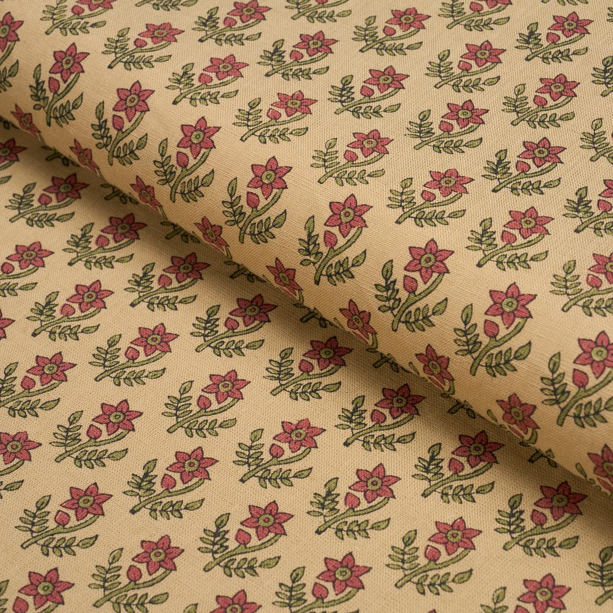 Schumacher Amisha Hand-Print Red & Mustard Fabric
