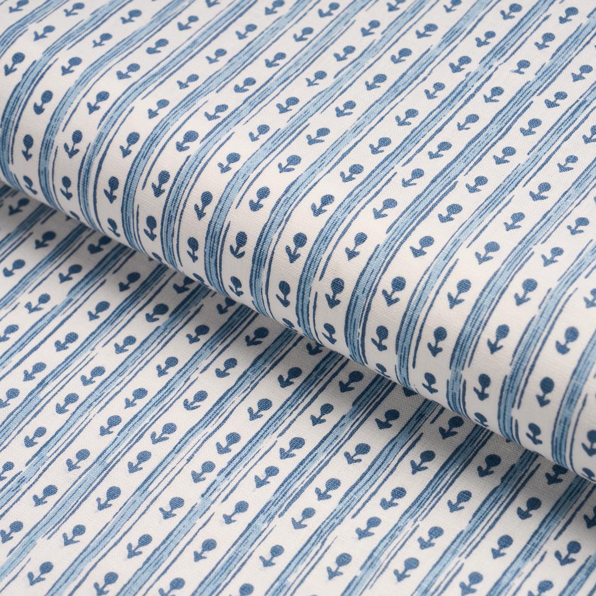Schumacher Nidhi Stripe Hand-Print Sky Fabric