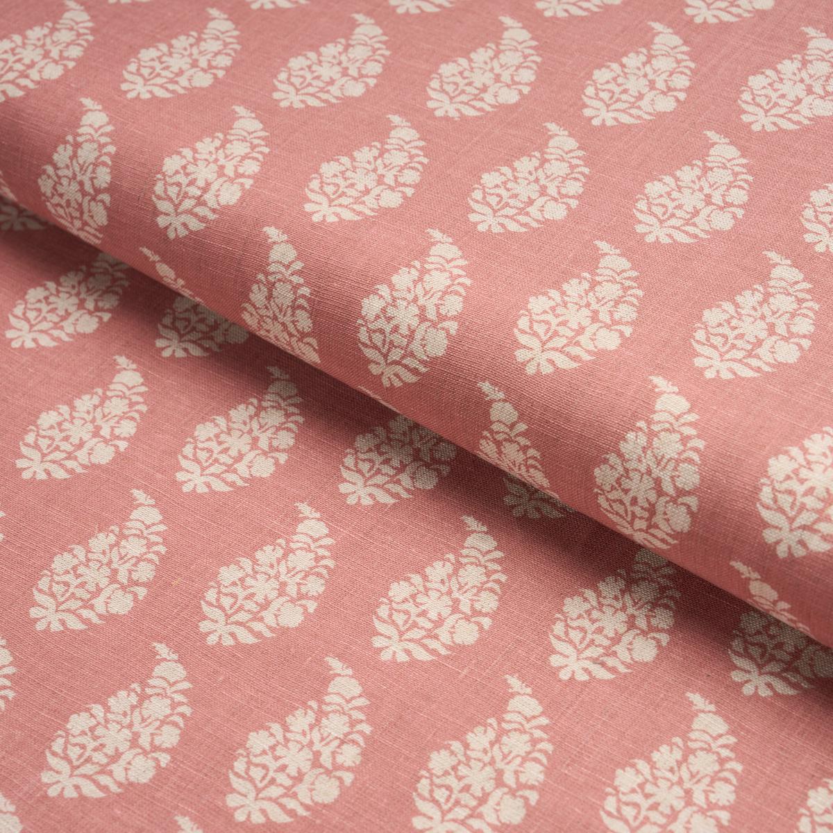 Schumacher Kaia Paisley Hand-Print Pink Fabric