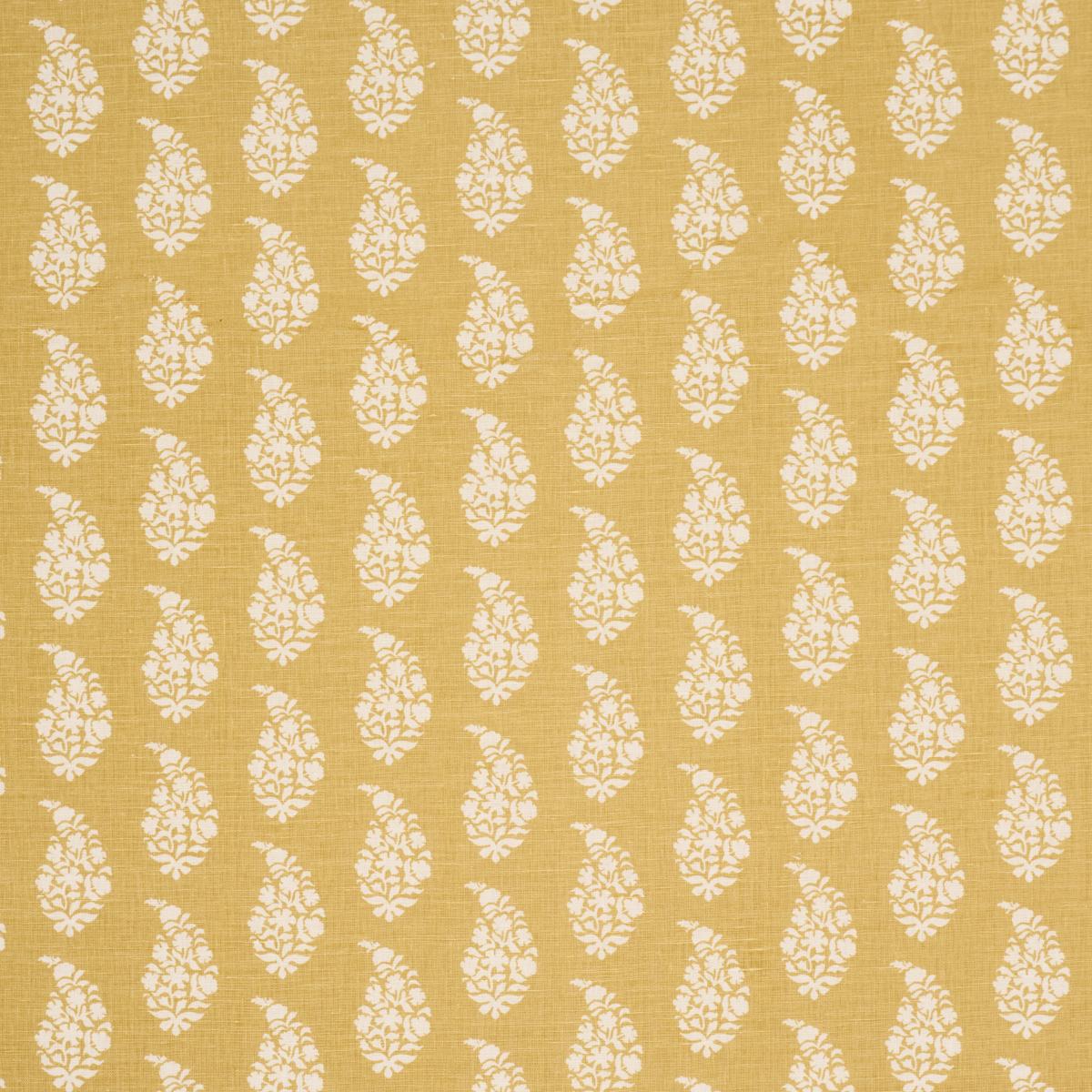 Schumacher Kaia Paisley Hand-Print Yellow Fabric