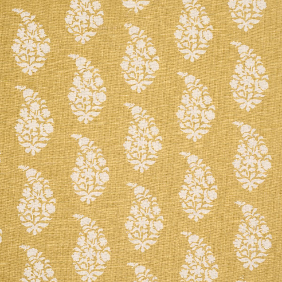 Schumacher Kaia Paisley Hand-Print Yellow Fabric
