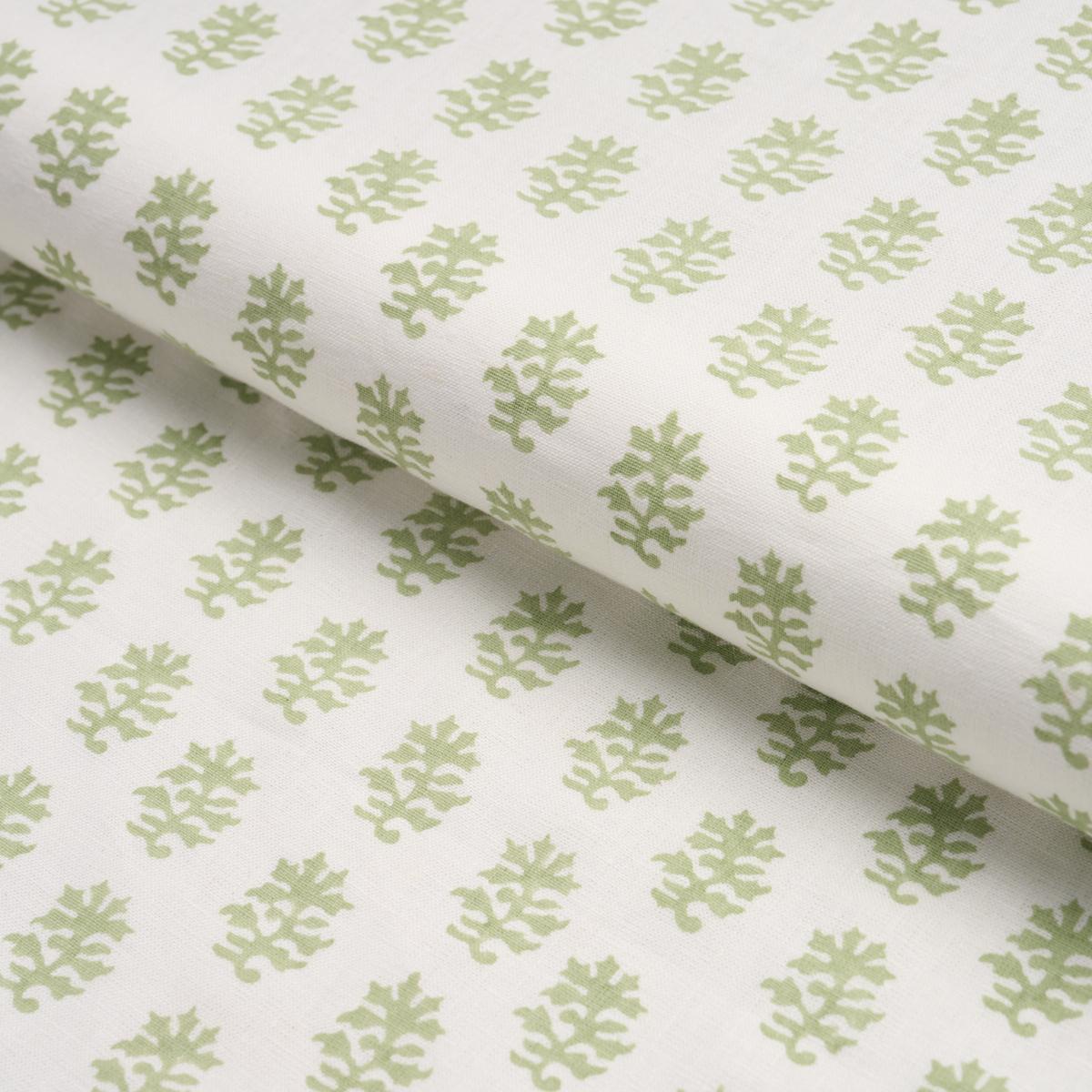 Schumacher Iksha Hand-Block Print Leaf Fabric