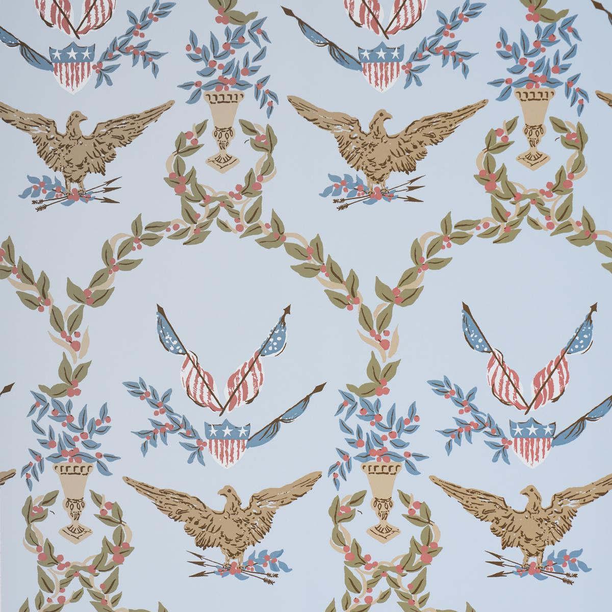 Schumacher Liberty'S Laurels Blue Wallpaper