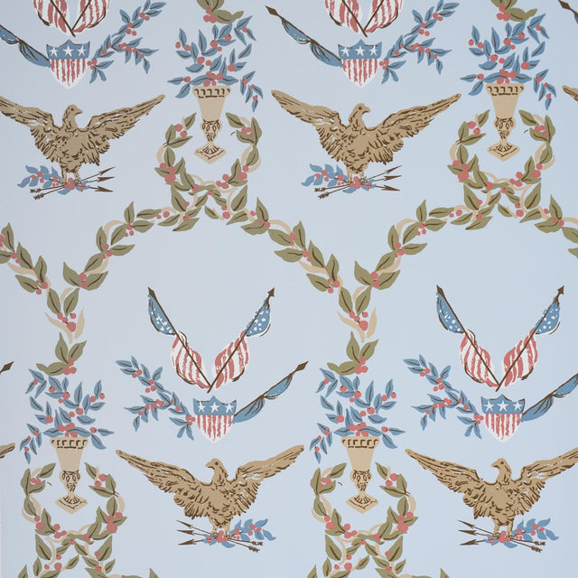 Schumacher Liberty'S Laurels Blue Wallpaper