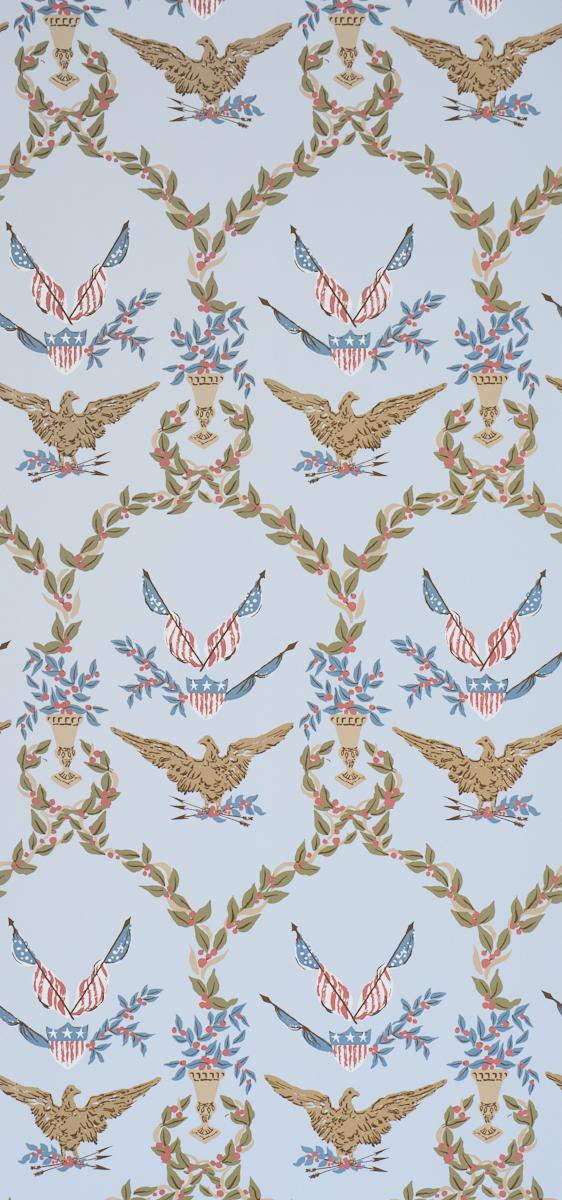 Schumacher Liberty'S Laurels Blue Wallpaper
