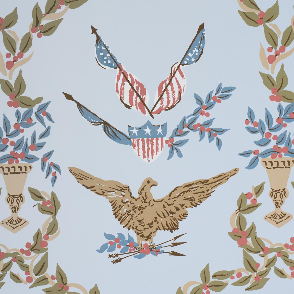 Schumacher Liberty'S Laurels Blue Wallpaper
