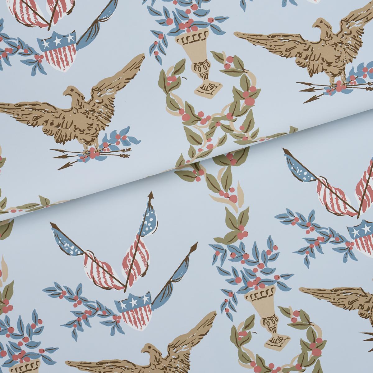 Schumacher Liberty'S Laurels Blue Wallpaper