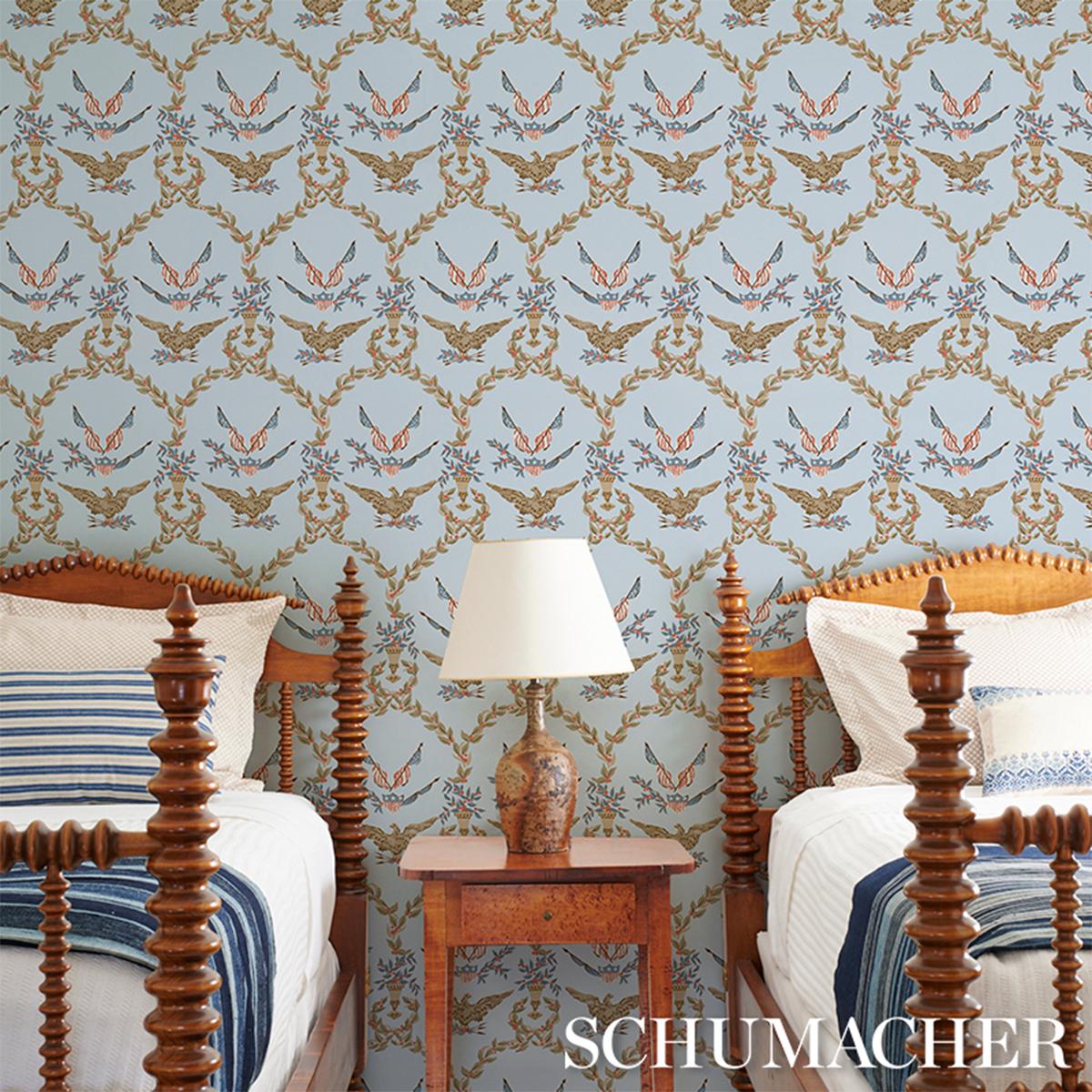 Schumacher Liberty'S Laurels Blue Wallpaper