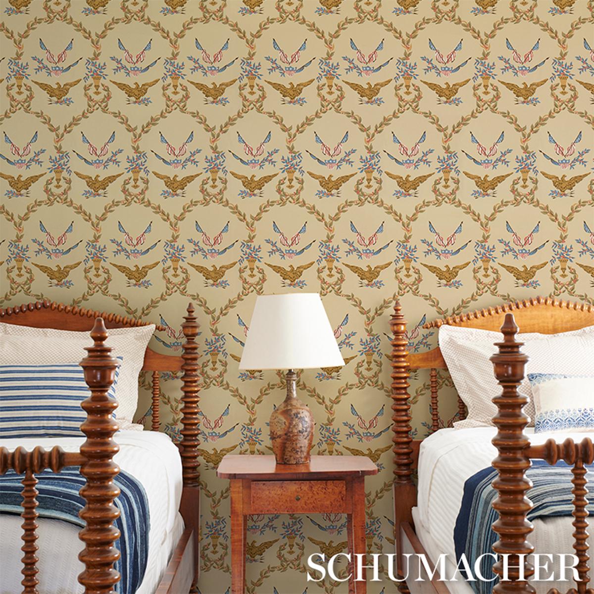 Schumacher Liberty'S Laurels Green Wallpaper