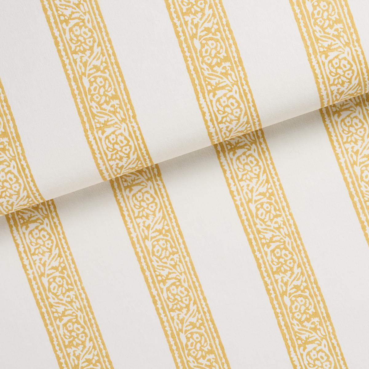 Schumacher Mahdavi Stripe Yellow Wallpaper