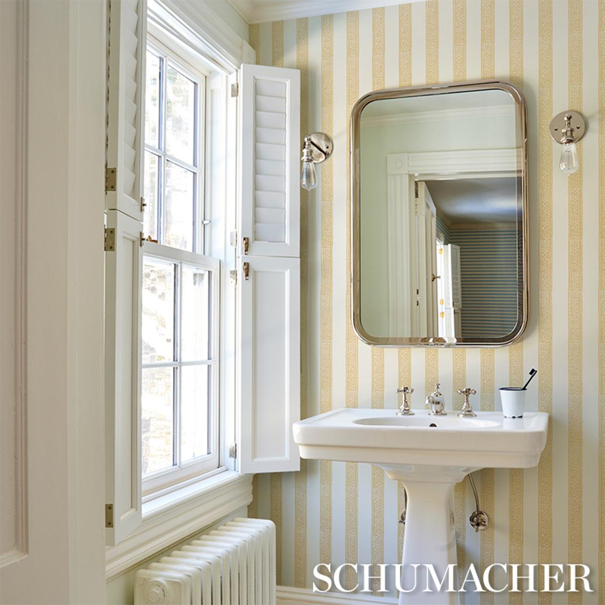 Schumacher Mahdavi Stripe Yellow Wallpaper