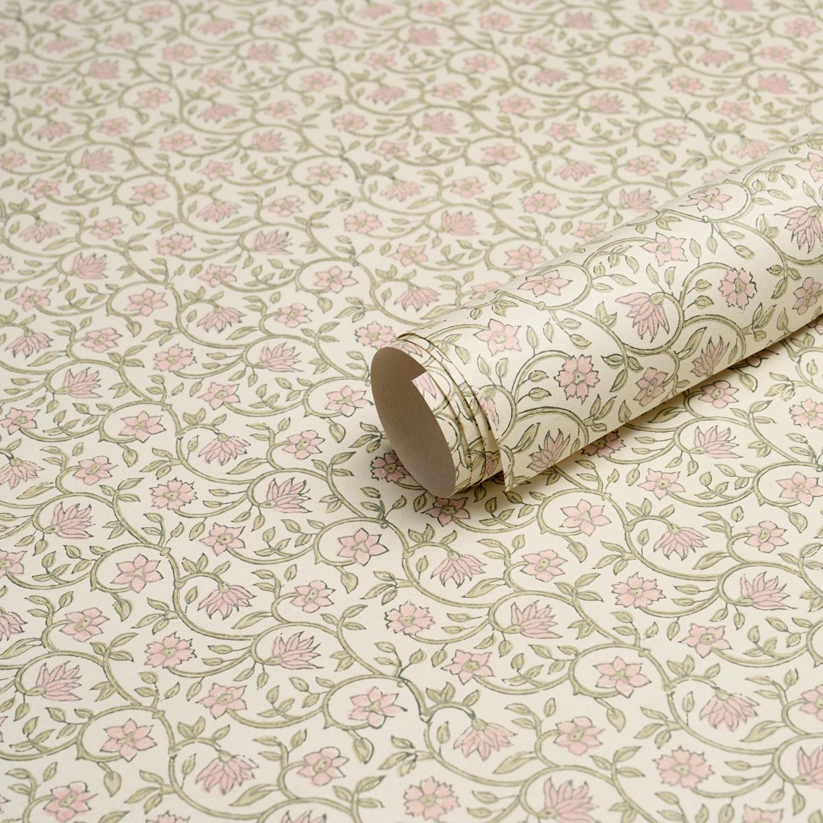 Schumacher Malaya Hand-Block Print Petal Wallpaper