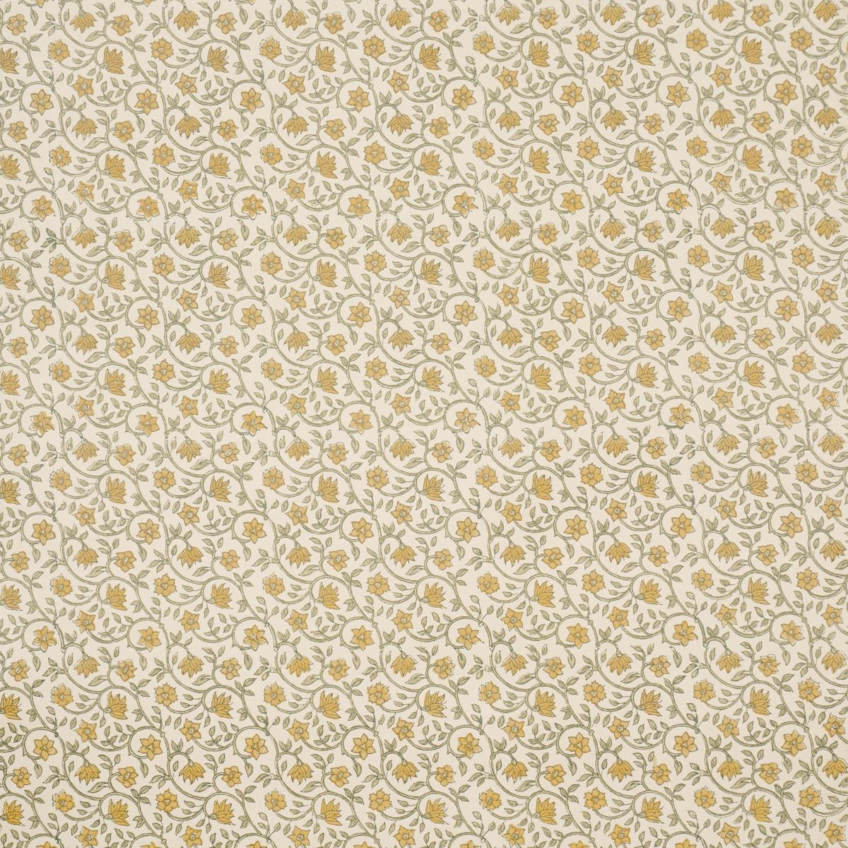 Schumacher Malaya Hand-Block Print Yellow Wallpaper