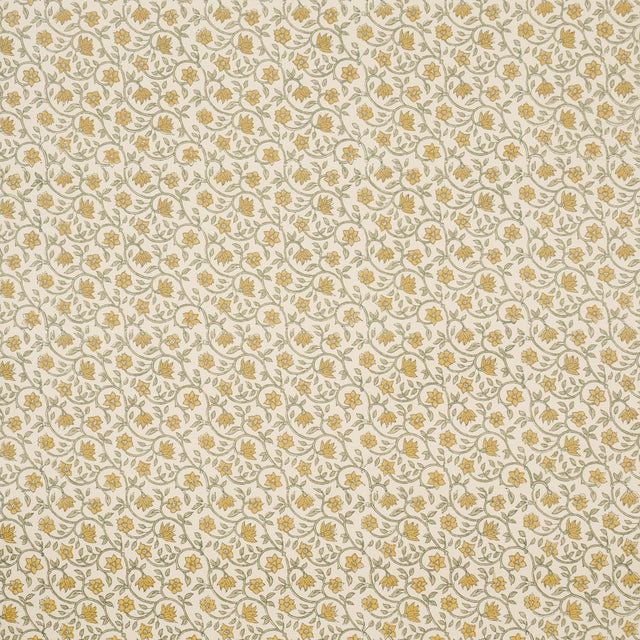 Schumacher Malaya Hand-Block Print Yellow Wallpaper