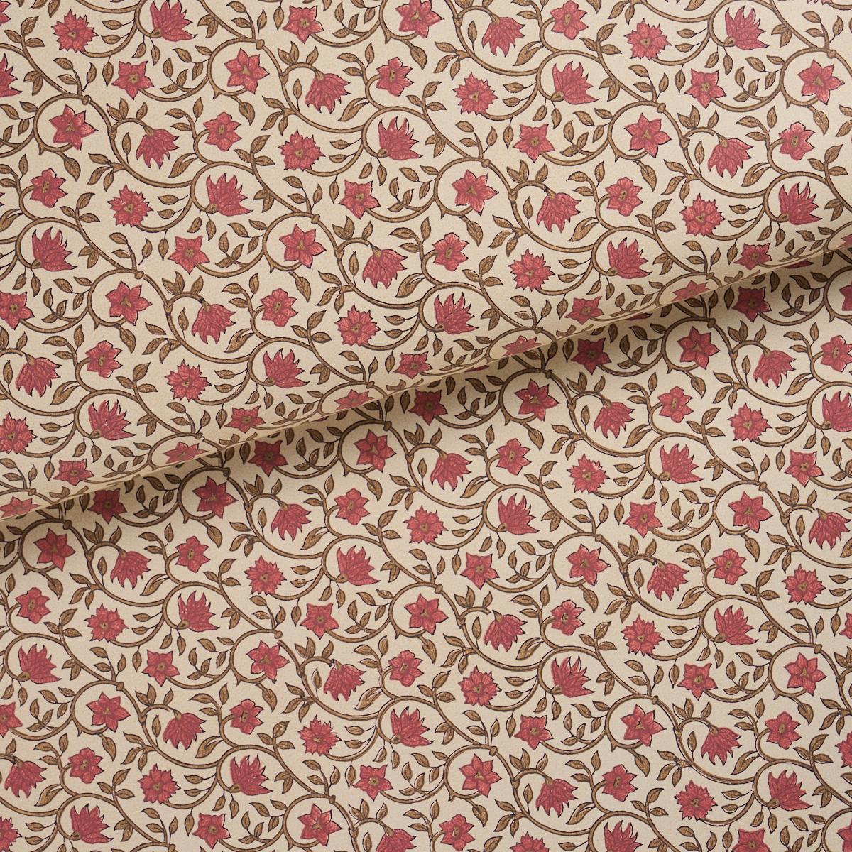 Schumacher Malaya Hand-Block Print Red Wallpaper