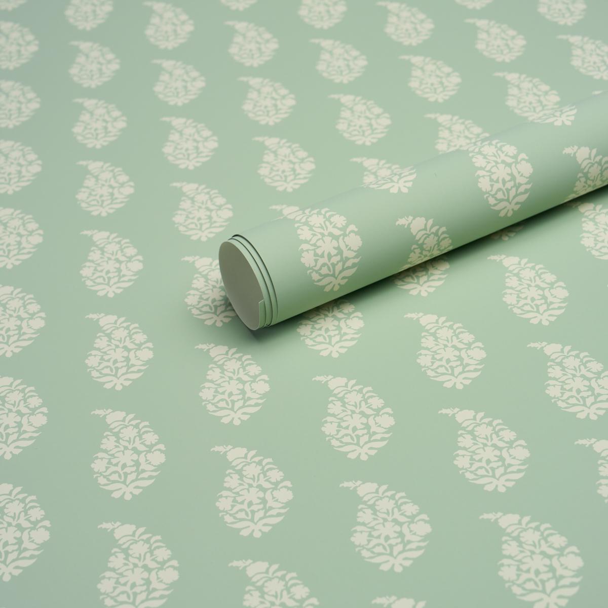 Schumacher Kaia Paisley Celadon Wallpaper