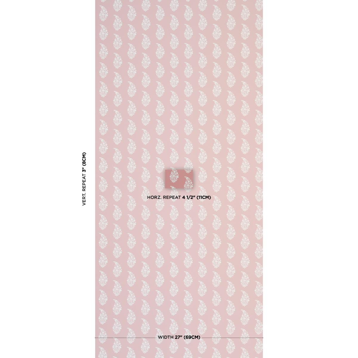 Schumacher Kaia Paisley Pink Wallpaper