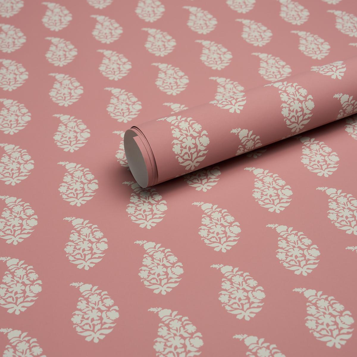 Schumacher Kaia Paisley Pink Wallpaper
