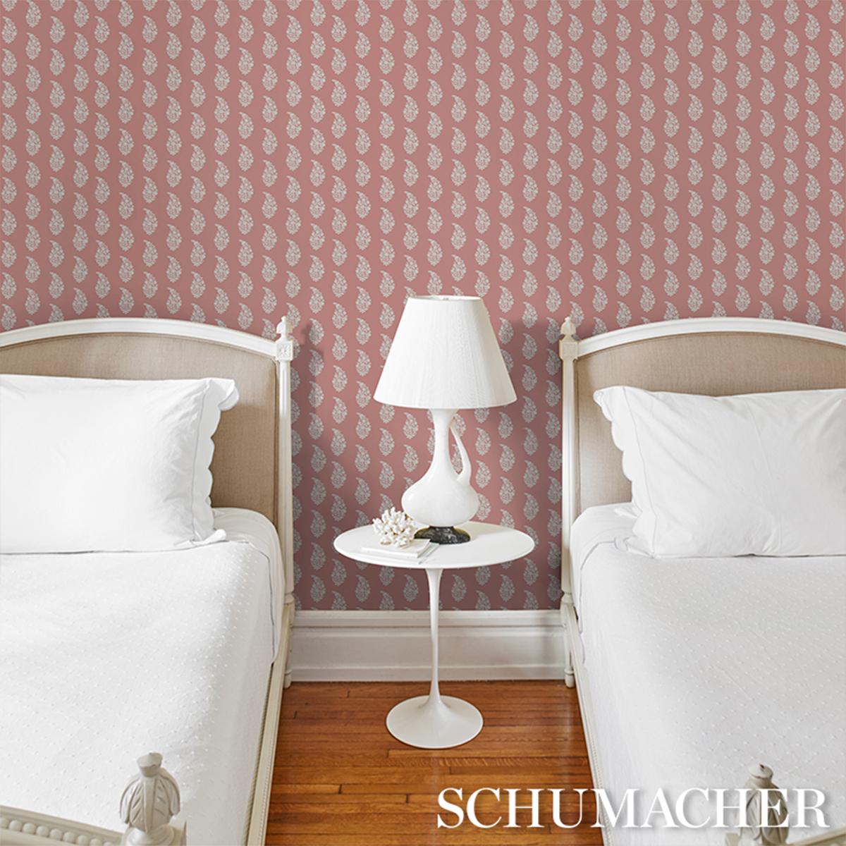 Schumacher Kaia Paisley Pink Wallpaper