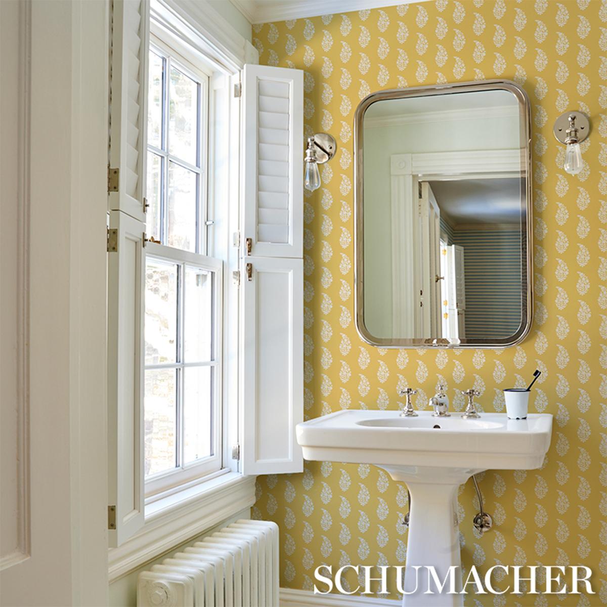 Schumacher Kaia Paisley Yellow Wallpaper