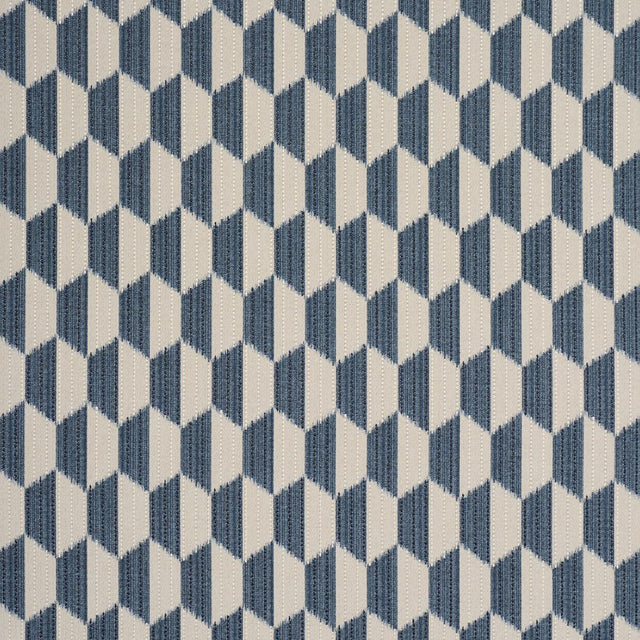 Schumacher Dena Diamond Ikat Performance Indigo Fabric