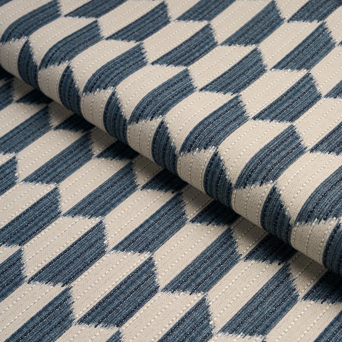 Schumacher Dena Diamond Ikat Performance Indigo Fabric
