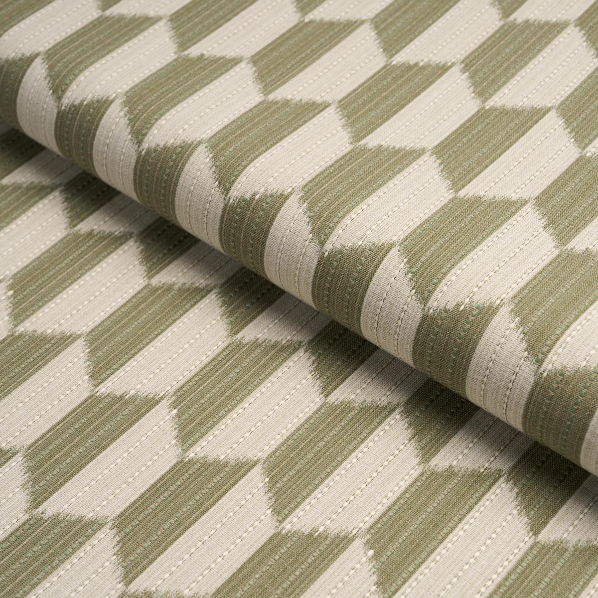 Schumacher Dena Diamond Ikat Performance Green Fabric