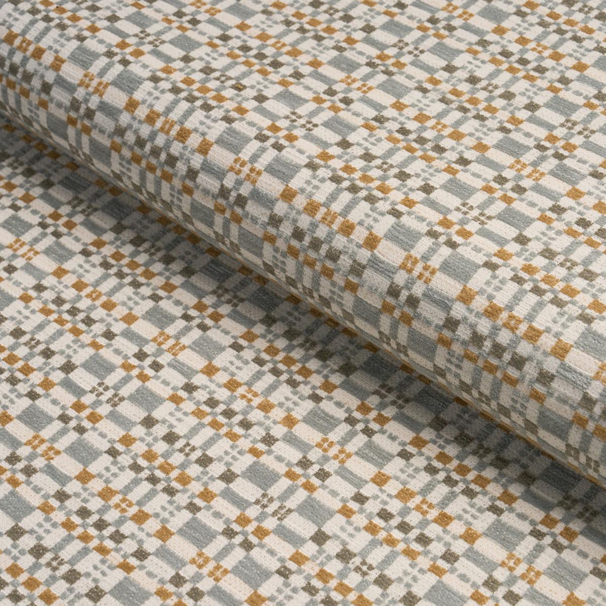 Schumacher Marja Plaid Performance Aqua Fabric