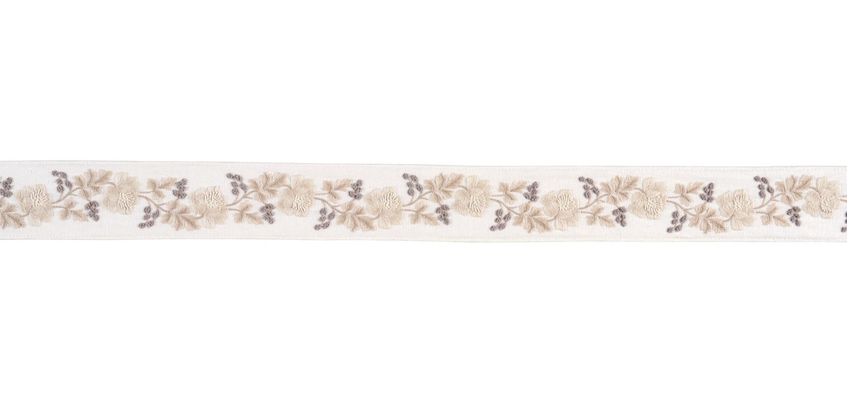 Schumacher Oyster Elise Hand-Embroidered Tape