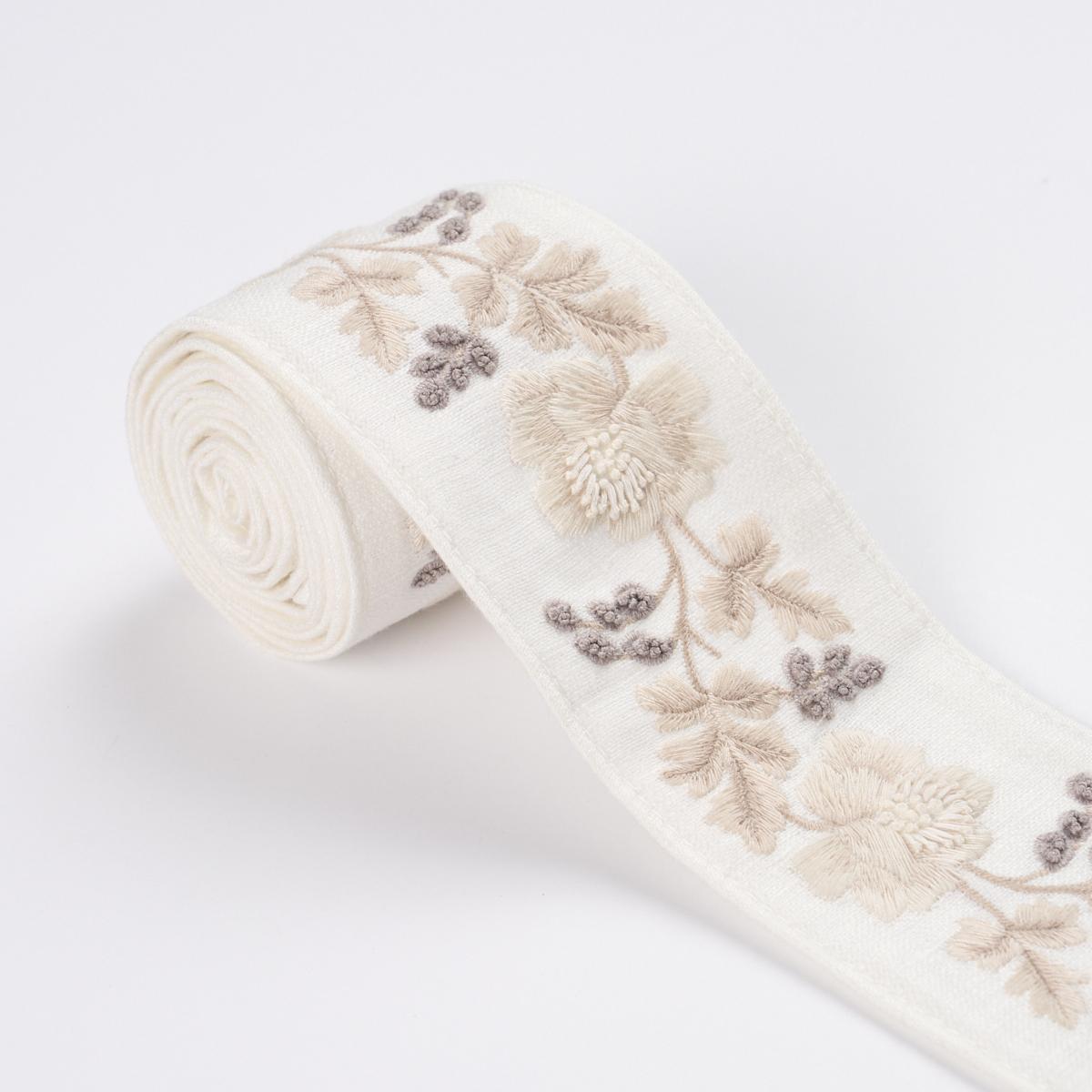 Schumacher Oyster Elise Hand-Embroidered Tape