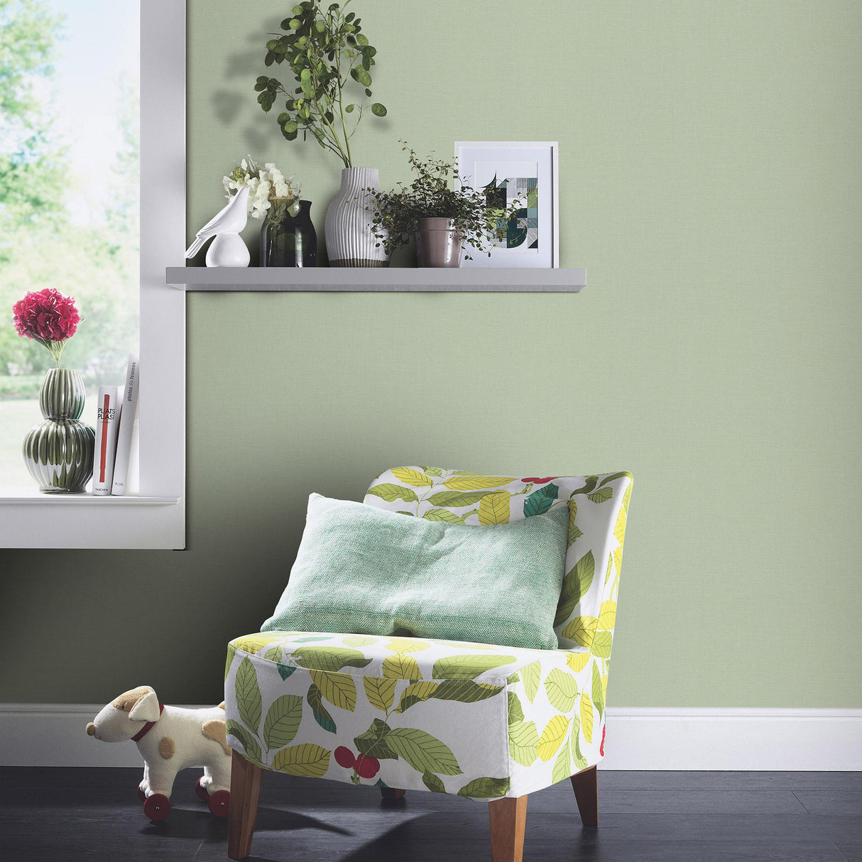 Veer Decor Linea Textile Green Wallpaper