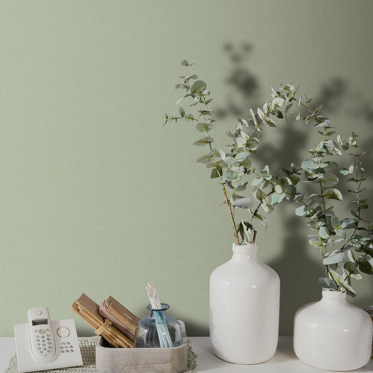 Veer Decor Linea Textile Green Wallpaper