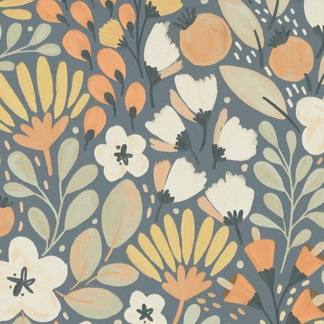 Veer Decor Poetic Garden Blue Wallpaper