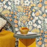 Veer Decor Poetic Garden Blue Wallpaper
